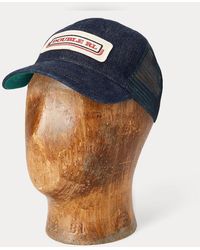 RRL - Indigo Logo-patch Denim Trucker Cap - Lyst
