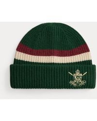 Polo Ralph Lauren - Embroidered Rib-Knit Wool Beanie - Lyst