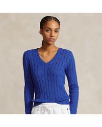 Polo Ralph Lauren - Cable-knit Cotton V-neck Jumper - Lyst