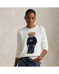 Polo Ralph Lauren - Pull Col Rond Polo Bear En Lin Et Coton - Lyst