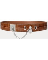 Ralph Lauren - Croc-Embossed Chain Padlock Wide Belt - Lyst