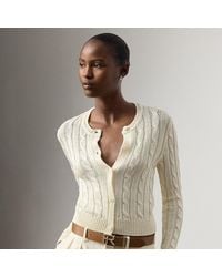 Ralph Lauren - Cable-Knit Silk Cropped Cardigan - Lyst