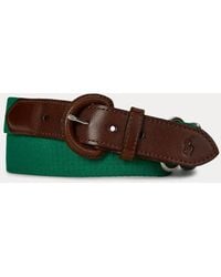 Ralph Lauren - Webbed Cotton & Leather Belt - Lyst