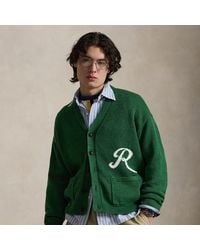 Ralph Lauren - Logo-intarsia Linen And Cotton-blend Cardigan - Lyst