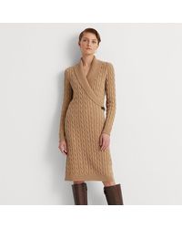 Lauren by Ralph Lauren Ralph Lauren Cable-knit Buckle-trim Sweater Dress in Blue - Lyst
