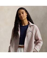 Polo Ralph Lauren - Wide Cropped Striped Linen Shirt - Lyst