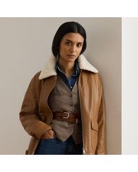 Ralph Lauren - Veste En Cuir Et Fausse Peau Lainée - Lyst