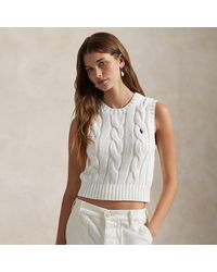 Polo Ralph Lauren - Cable-Knit Cotton Cropped Vest - Lyst