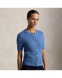 Polo Ralph Lauren - Cable-Knit Cotton Short-Sleeve Cardigan - Lyst