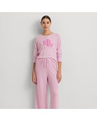 Lauren by Ralph Lauren - Ralph Lauren Striped Cotton-blend Jersey Pajama Set - Lyst