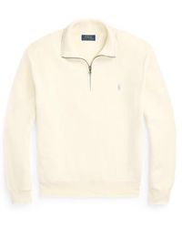 Ralph Lauren - Mesh-knit Cotton Quarter-zip Sweater - Lyst