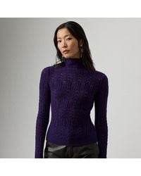 Ralph Lauren - Ralph Lauren Cashmere Pointelle Funnelneck Sweater - Lyst