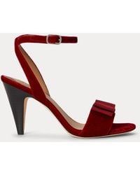 Ralph Lauren - Gracy Bow-Trim Velvet Sandal - Lyst