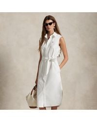 Polo Ralph Lauren - Mouwloze Oxford Overhemdjurk Met Riem - Lyst