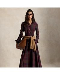 Polo Ralph Lauren - Plaid Cotton-Blend Panelled Shirt Dress - Lyst