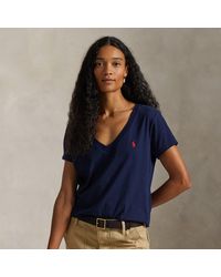 Polo Ralph Lauren - Baumwolljersey-T-Shirt Mit V-Ausschnitt - Lyst