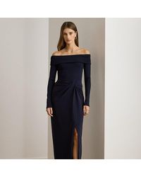 Ralph Lauren - Abito lungo in crêpe a coste - Lyst
