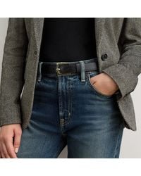 Ralph Lauren - Rounded-Buckle Leather Skinny Belt - Lyst