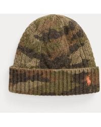 Polo Ralph Lauren - Camo Cable-knit Wool-blend Beanie - Lyst