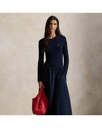 Polo Ralph Lauren - Cable-Knit Bodice Cotton Dress - Lyst