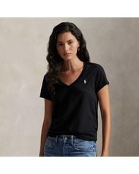 Polo Ralph Lauren - Logo-Embroidered V-Neck Cotton-Jersey T-Shirt - Lyst