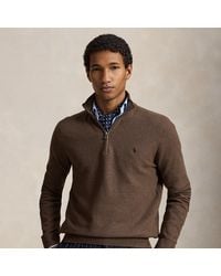 Polo Ralph Lauren - Mesh-Knit Cotton Quarter-Zip Sweater - Lyst