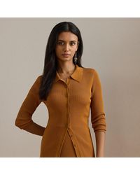 Ralph Lauren - Rib-Knit Long-Sleeve Polo Cardigan - Lyst