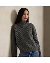 Ralph Lauren - Cable-Knit Wool-Cashmere Polo Sweater - Lyst