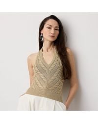 Ralph Lauren - Cable-Knit Silk Halter Jumper - Lyst
