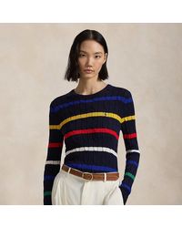 Polo Ralph Lauren - Striped Cable-Knit Cotton Jumper - Lyst