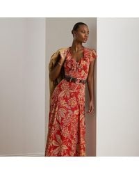 Ralph Lauren - Floral Belted Crinkle Georgette Gown - Lyst