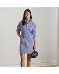 Ralph Lauren - Gestreepte Poplin Overhemdjurk - Lyst