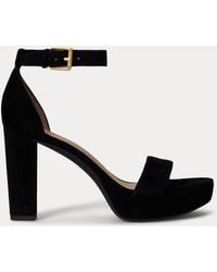 Ralph Lauren - Sandali Sylvia in camoscio con plateau - Lyst
