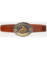 Ralph Lauren - Rodeo-Buckle Vachetta Leather Wide Belt - Lyst