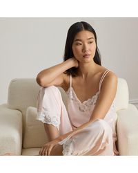 Ralph Lauren - Lace-Trim Satin Double-Strap Cami Pj Set - Lyst