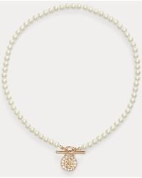 Ralph Lauren - Collar De Perla Artificial Con Logotipo - Lyst