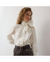 Ralph Lauren - Dara Tie-Neck Poplin Blouse - Lyst