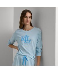 Lauren by Ralph Lauren - Striped Cotton-blend Jersey Pyjama Set - Lyst