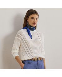 Ralph Lauren - Ralph Lauren Pointelle-Knit Cotton Crewneck Sweater - Lyst