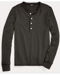 RRL - Garment-Dyed Waffle-Knit Henley Shirt - Lyst