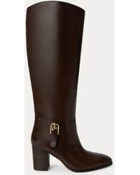 Ralph Lauren - Raelynn Glazed Leather Tall Boot Heel - Lyst