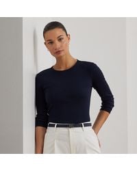 Ralph Lauren - Cotton-blend Long-sleeve Top In Lauren Navy - Size Xl - Lyst