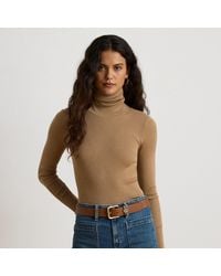 Ralph Lauren - Cotton-Blend Ribbed Turtleneck - Lyst