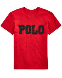 Polo Ralph Lauren Polo-T-Shirt im Big-Fit mit Perlen - Rot