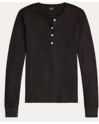 RRL - Stretch Waffle-Knit Henley Shirt - Lyst