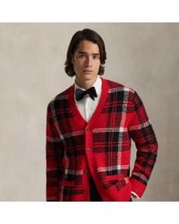 Polo Ralph Lauren - Cardigan Écossais Laine Et Patch En Daim - Lyst