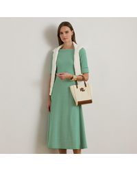Ralph Lauren - Striped Stretch Cotton Ribbed Midi Dress - Lyst