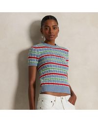Polo Ralph Lauren - Striped Cable-Knit Short-Sleeve Jumper - Lyst