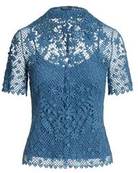 Polo Ralph Lauren - Blusa de encaje y algodón con flores - Lyst