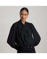 Ralph Lauren - Georgette Tie-Neck Blouse - Lyst